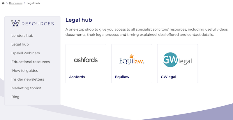 Screenshot of the Legal Hub